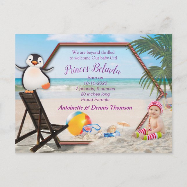 Postal Es un Chica - Navidades de verano bebé (Anverso)