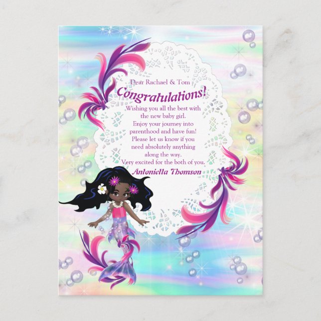 Postal Es un Chica - Una sirena bebé (Anverso)