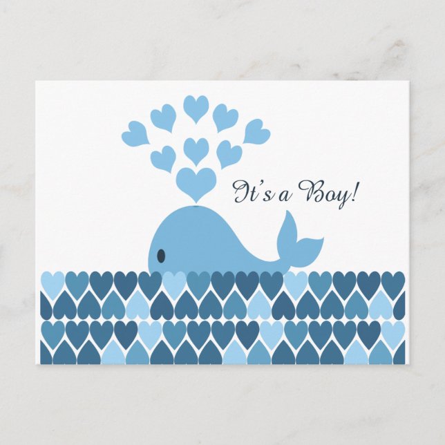 Postal ¡Es un chico! Cute Whale (Anverso)