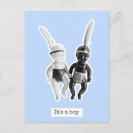 Postal Es un niño - Muñecas Indias en Blanco y Negro