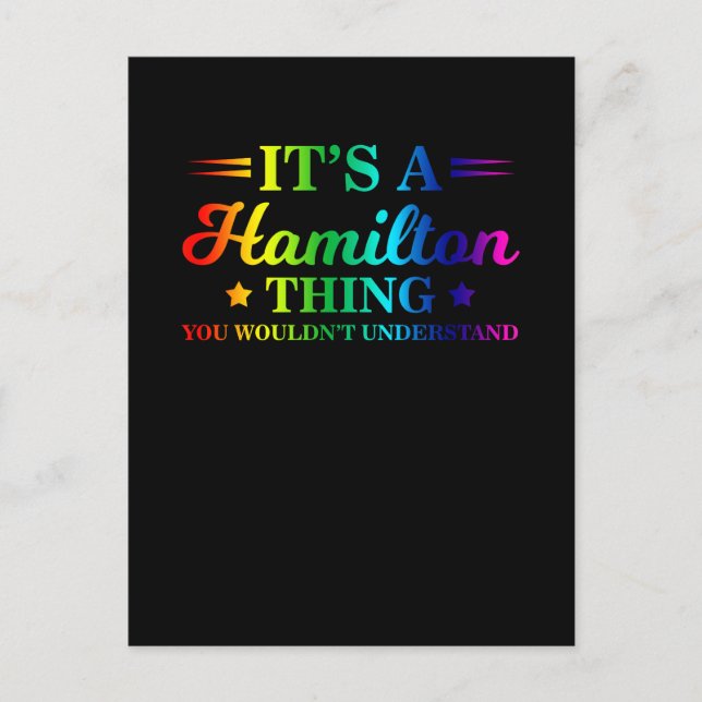 Postal Es una cosa de Hamilton, no lo entenderías (Anverso)