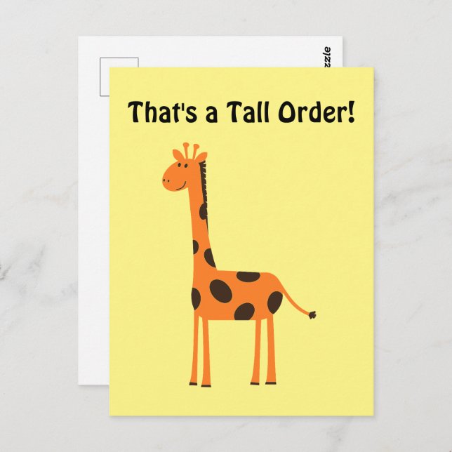 Postal Es una gran orden, gracioso Naranja Giraffe Person (Anverso / Reverso)