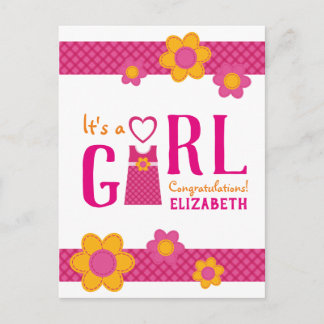 Postal Es una niña felicitaciones flores nombre de mamá