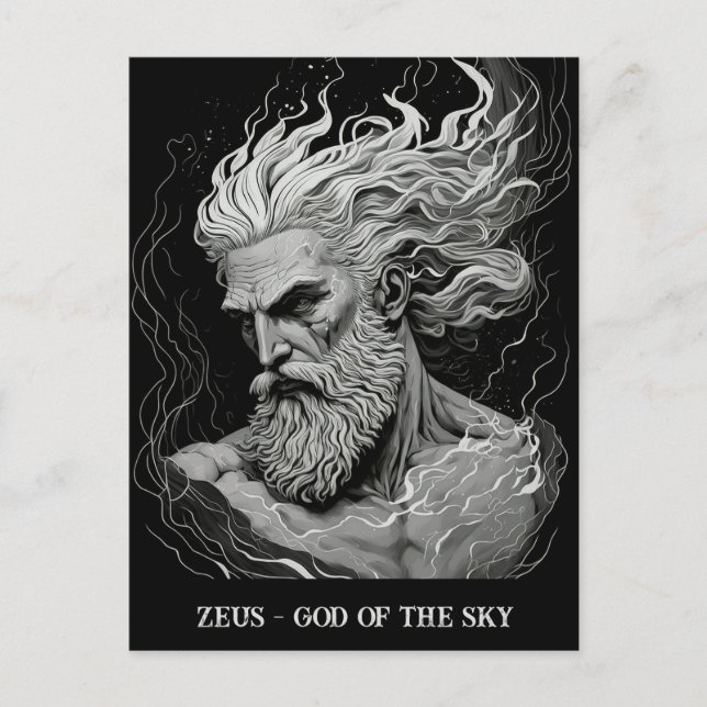 Postal Esbozo Arte El Dios del cielo negro y el Zeus blan (Anverso)