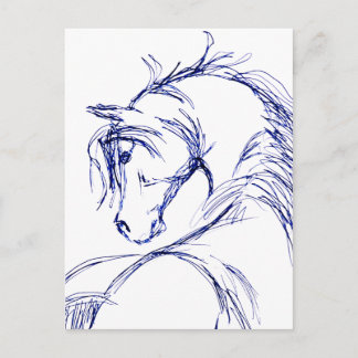 Postal Esbozo Artsy Horse Head