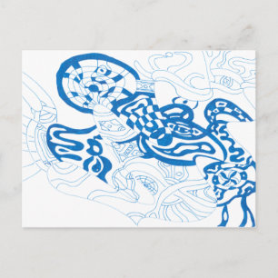 Postal Esbozo azul, abstracto