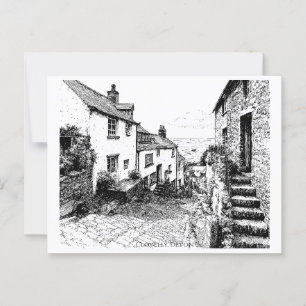 Postal Esbozo de Aldea Clovelly, Devon England