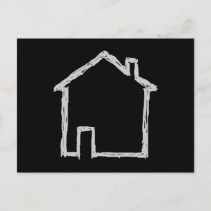 Postal Esbozo de casa. Gris y Negro.