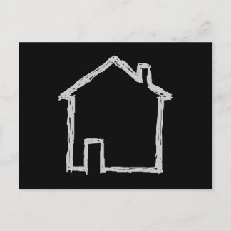 Postal Esbozo de casa. Gris y Negro.