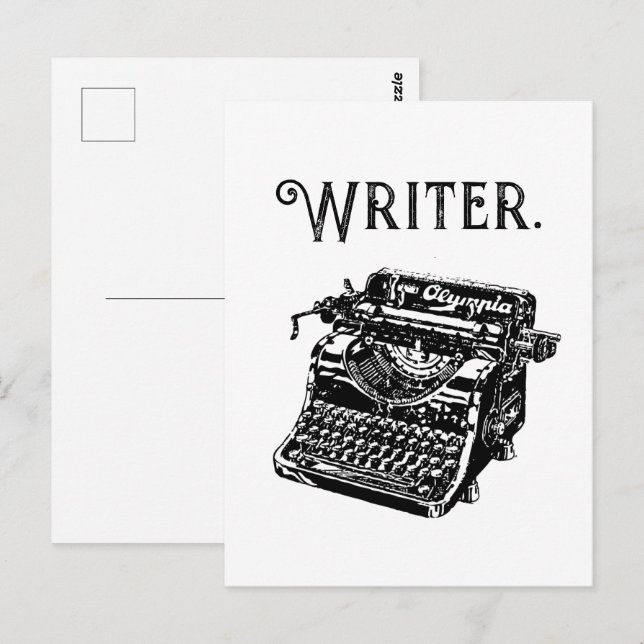 Postal Esbozo de dibujo de escritores de escritura de máq (Anverso / Reverso)