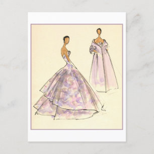 Postal Esbozo de diseño de moda de moda de la noche