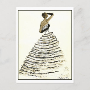 Postal Esbozo de diseño de moda de moda de la noche