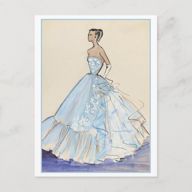 Postal Esbozo de diseño de moda de moda de la noche (Anverso)