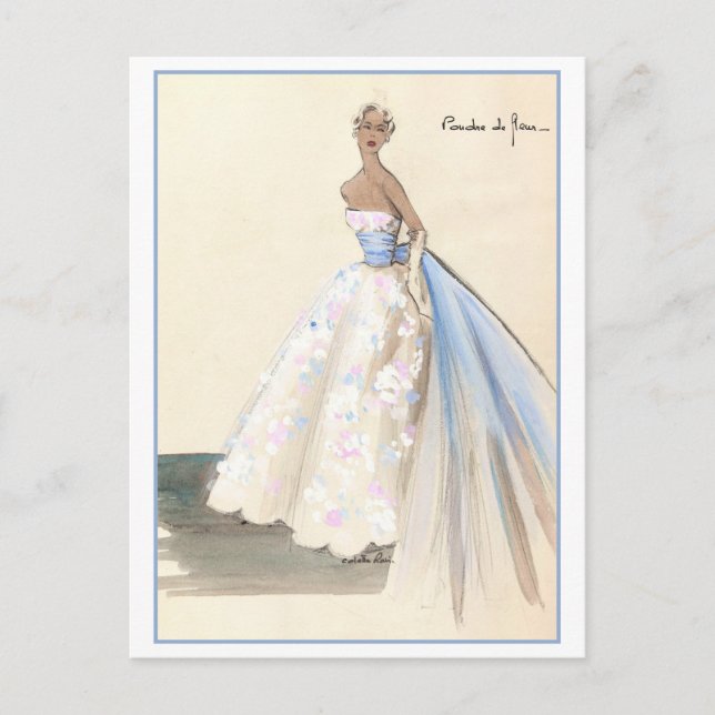 Postal Esbozo de diseño de moda de moda de la noche (Anverso)