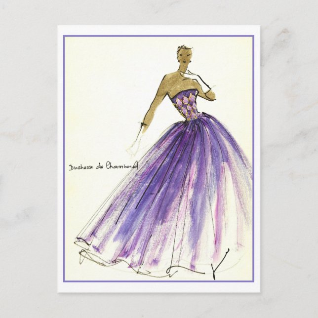Postal Esbozo de diseño de moda de moda de la noche (Anverso)