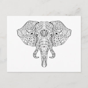 Postal Esbozo de Doodle Elephant Head
