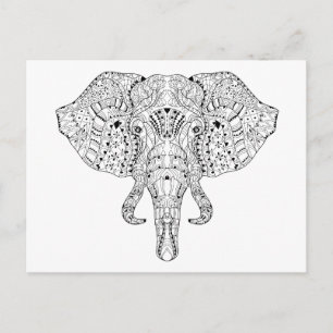 Postal Esbozo de Doodle Elephant Head