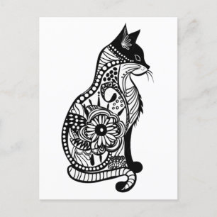 Postal Esbozo de gato curado II Pequeño