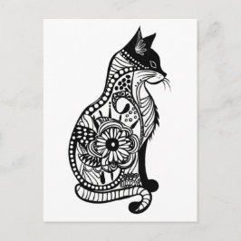 Postal Esbozo de gato curado II Pequeño