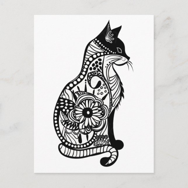 Postal Esbozo de gato curado II Pequeño (Anverso)