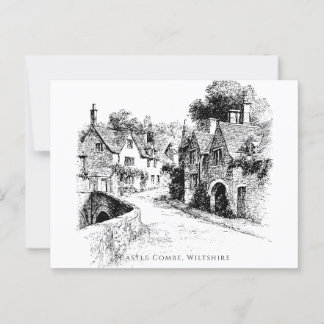 Postal Esbozo de la aldea del castillo Combe, Wiltshire E