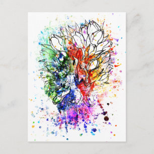 Postal Esbozo de lápiz de tulipanos