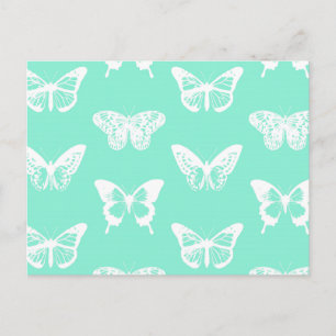 Postal Esbozo de mariposa, aqua y blanco