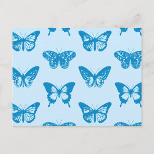 Postal Esbozo de mariposa, azul ceruleño y azul celeste