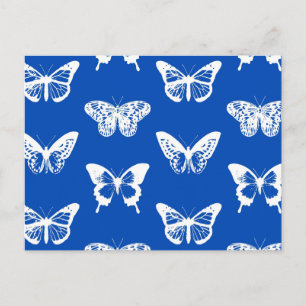 Postal Esbozo de mariposa, azul cobalto y blanco