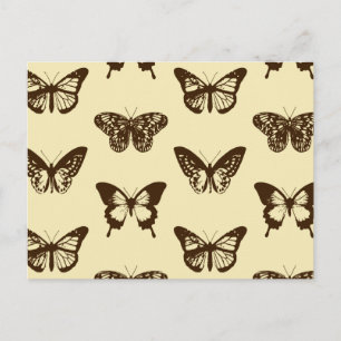 Postal Esbozo de mariposa, marrón chocolate en beige