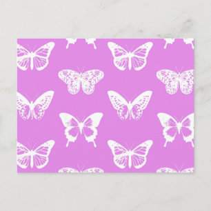 Postal Esbozo de mariposa, orquídea y blanco