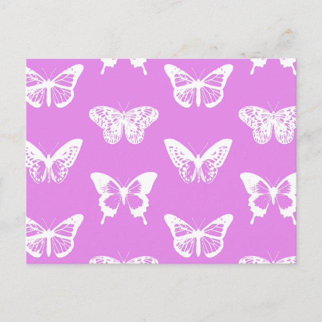 Postal Esbozo de mariposa, orquídea y blanco (Anverso)