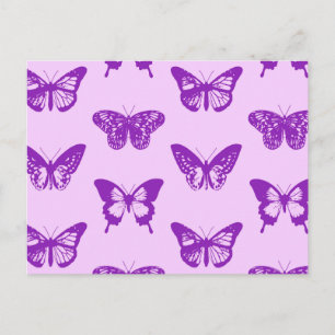 Postal Esbozo de mariposa, rosa orquídea y violeta