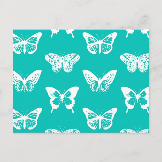 Postal Esbozo de mariposa, turquesa y blanco (Anverso)