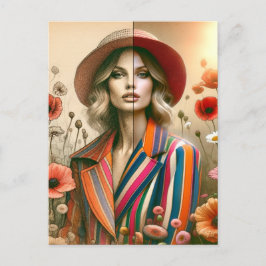 Postal Esbozo de moda de dos estilos de una mujer