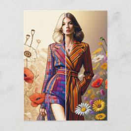 Postal Esbozo de moda de dos estilos de una mujer