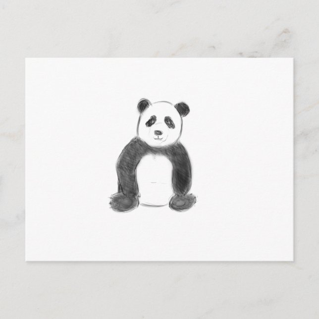 Postal Esbozo de panda blanco y negro (Anverso)