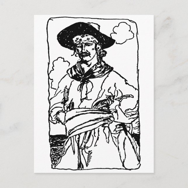Postal Esbozo de piratas de un capitán de Howard Pyle (Anverso)
