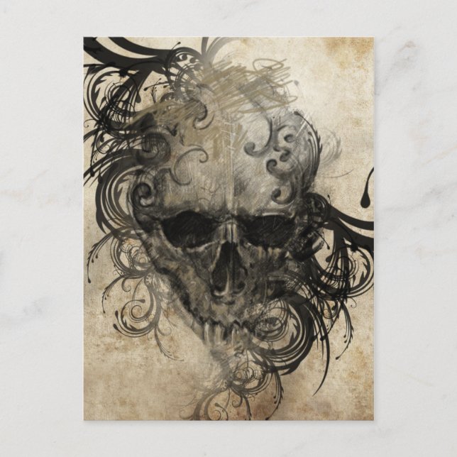 Postal Esbozo De Tatuajes, Ilustracion Hecha A Mano (Anverso)