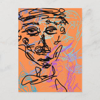 Postal Esbozo de trabajo de línea Funky Sala Ocupada