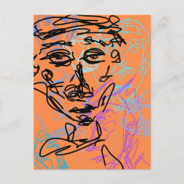 Postal Esbozo de trabajo de línea Funky Sala Ocupada