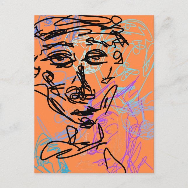 Postal Esbozo de trabajo de línea Funky Sala Ocupada (Anverso)