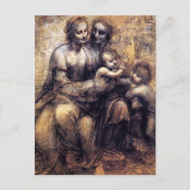 Postal Esbozo de Virgin and Child con Santa Ana (Anverso)