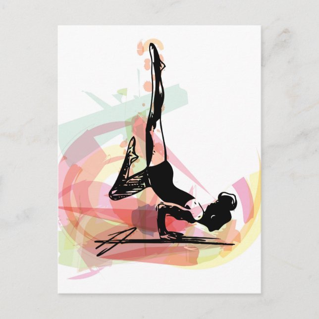 Postal Esbozo de yoga ilustracion mujer (Anverso)