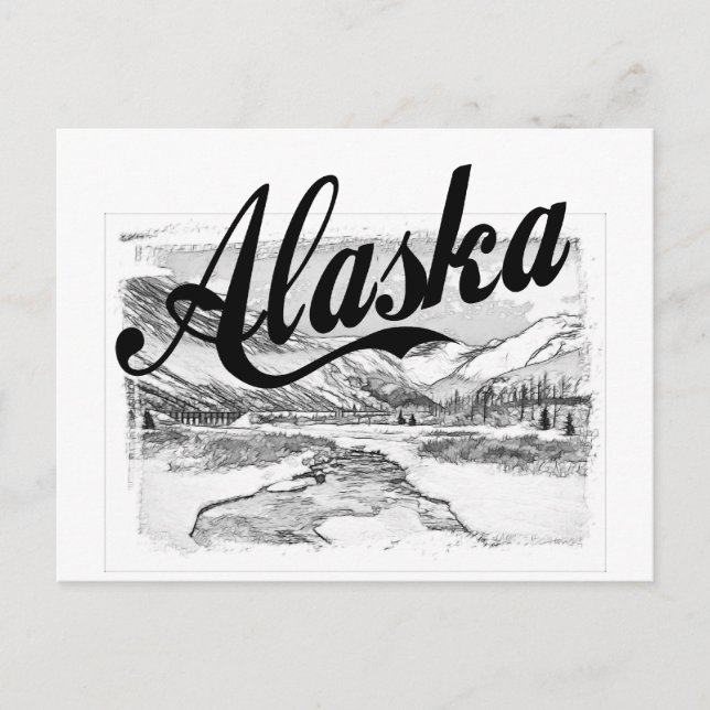 Postal Esbozo del lápiz de Alaska (Anverso)
