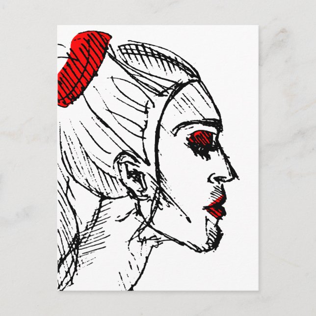 Postal Esbozo del modelo de moda (Anverso)