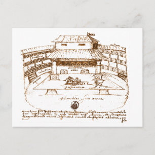 Postal Esbozo del teatro Swan de DeWitt