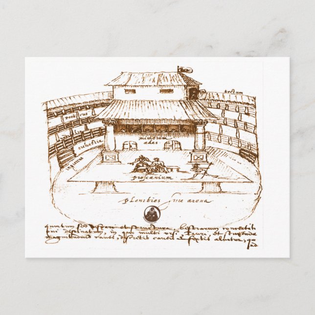 Postal Esbozo del teatro Swan de DeWitt (Anverso)