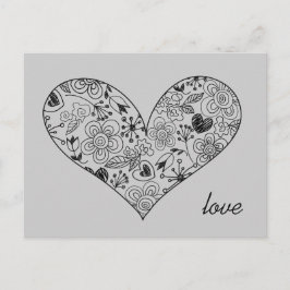 Postal Esbozo Doodle Heart Cute Love