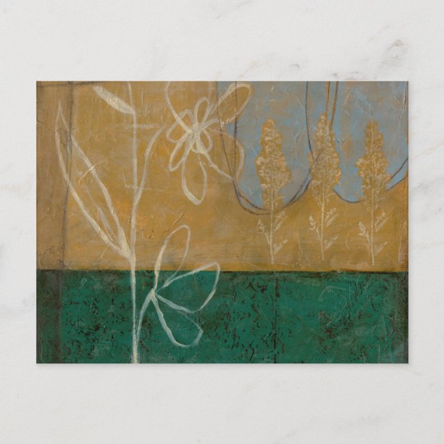 Postal Esbozo floral con flores silvestres y plantas (Anverso)